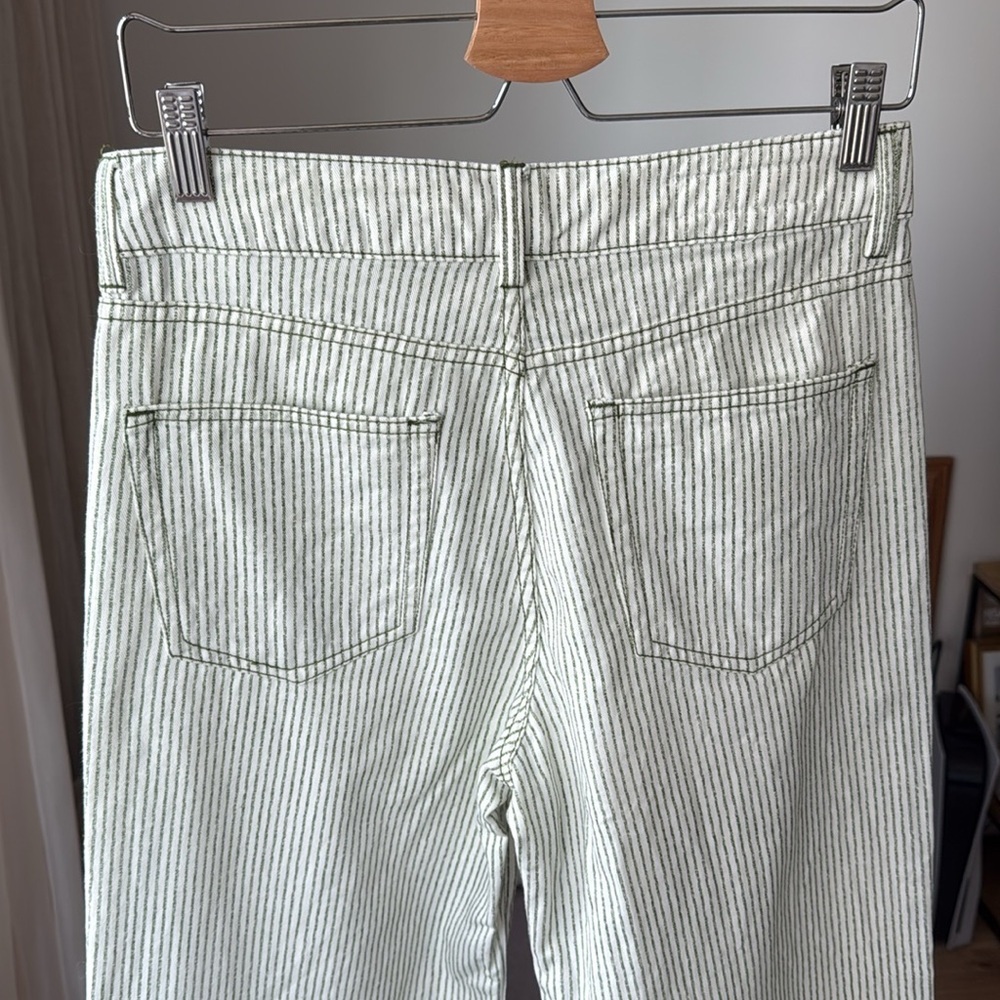 ZARA High-Rise White & Green Striped Pants, Size EUR 36 / US 4 - Picture 5 of 9